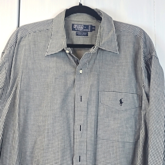 Polo Ralph Lauren/Blue Label Mens Black white checked Longsleeve SHIRT Sz.XL - Picture 2 of 7